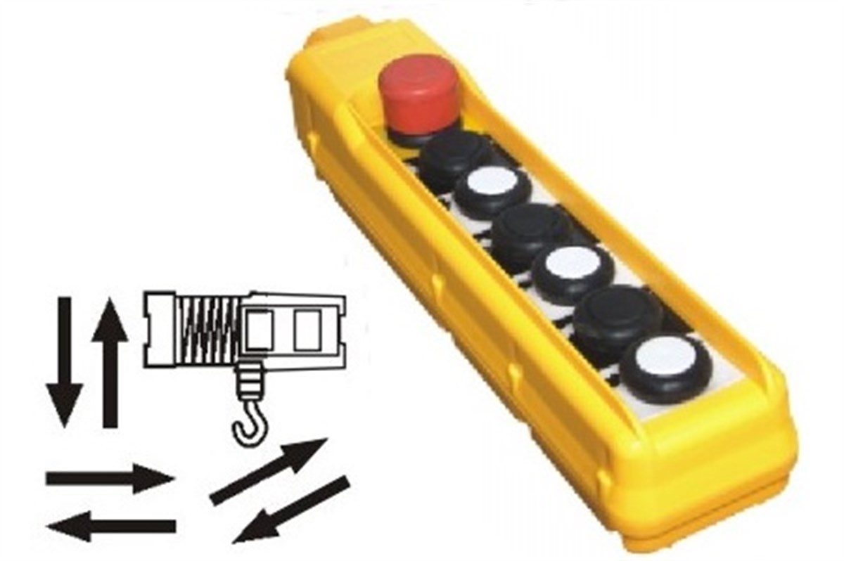 VİNÇ KABLOLU KUMANDASI 6 HAREKETLİ TEK HIZLI ACİL STOPLU